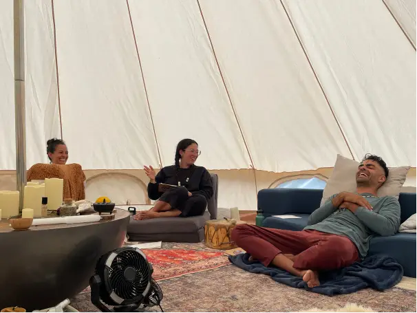 What does it mean to be a practitioner? —Practitioners on retreat inside The Infinity Container